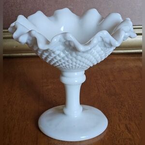 Vintage Westmoreland American Hobnail Milk Glass Compote 1960s